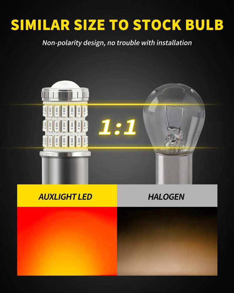 AUXLIGHT 1156 BA15S 1003 1141 7506 1156 LED Bulbs Brilliant Red, Ultra Bright 60-SMD LED Replacement for Brake/Tail Lights, Blinker Lights, Turn Signal/Parking or Running Lights (Pack of 2) - Image 4